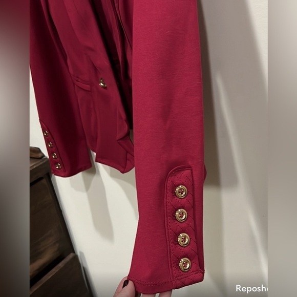White House Black Market Womens Jacket  Blazer 8 Rayon Red - Picture 5 of 9